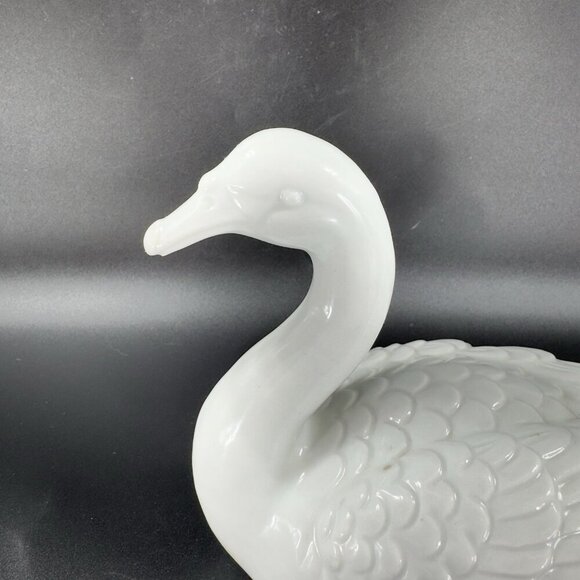 1960s Japanese Large Heavy White Ceramic Stoneware Duck Swan Bird Figurine Japan - Picture 4 of 10